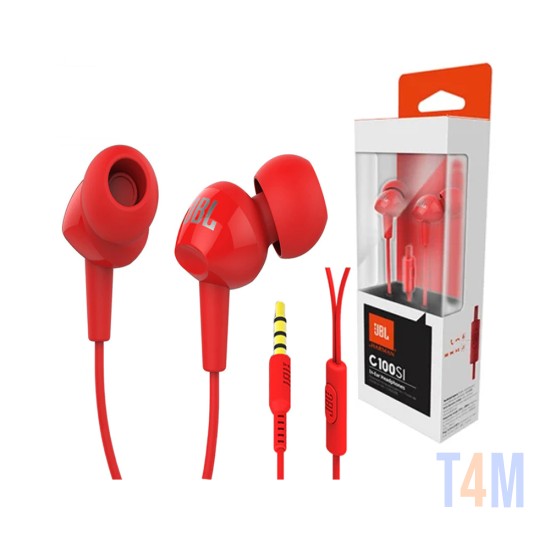 AURICULARES EN LÍNEA CON CABLE JBL C100SI 3.5MM ROJO